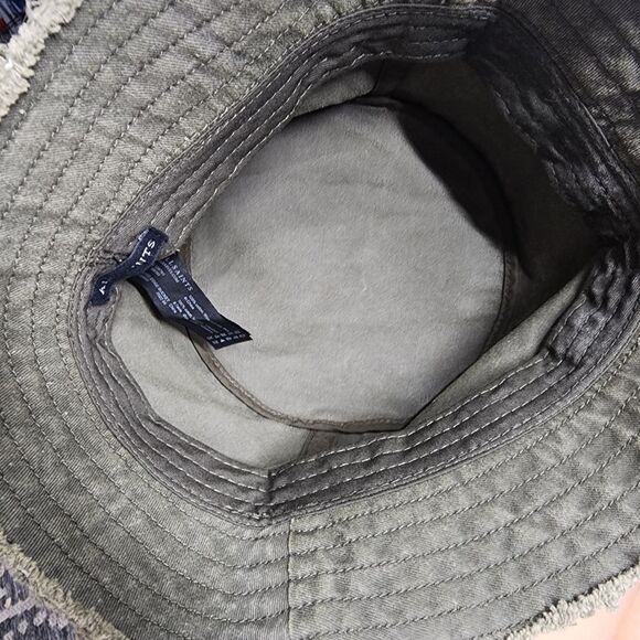 AllSaints Frayed Edge Bucket Hat Olive Green Spellout main image 4